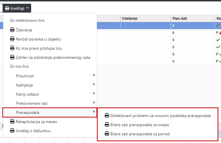 Evidentiranje dežurstva