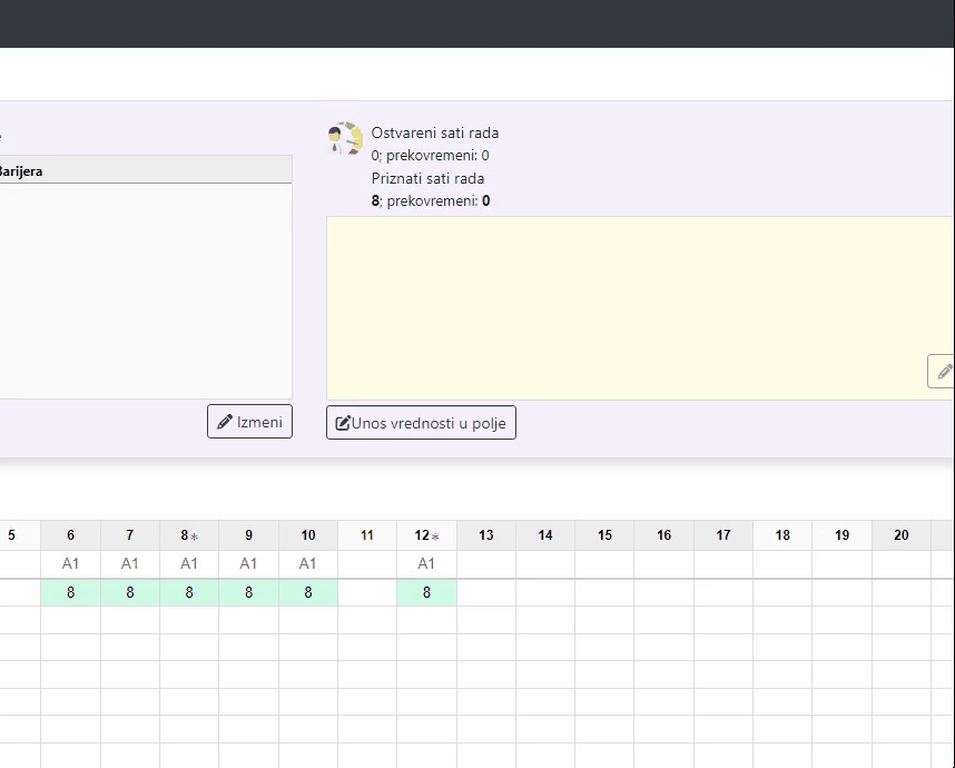 Evidentiranje dežurstva